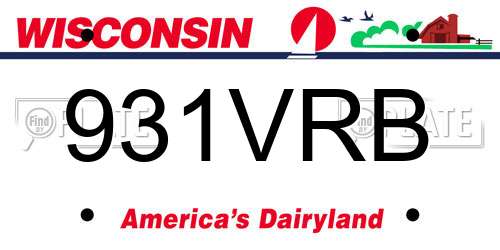 931VRB Wisconsin License Plate