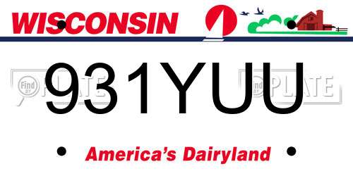 931YUU Wisconsin License Plate