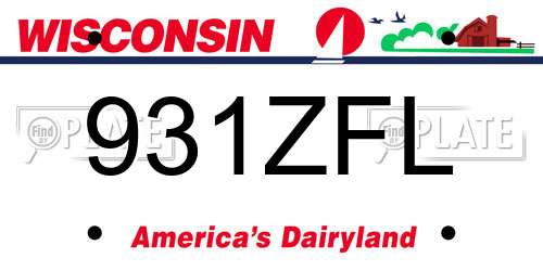 931ZFL Wisconsin License Plate