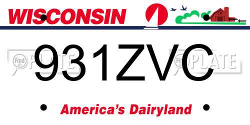931ZVC Wisconsin License Plate