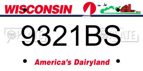 9321BS Wisconsin License Plate