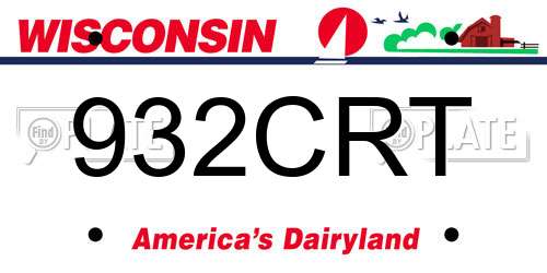 932CRT Wisconsin License Plate