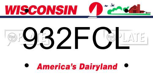 932FCL Wisconsin License Plate