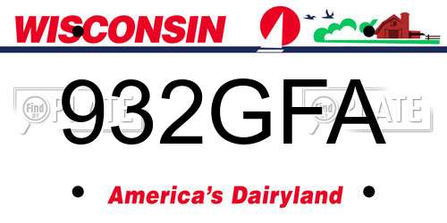 932GFA Wisconsin License Plate