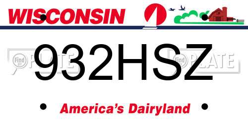 932HSZ Wisconsin License Plate