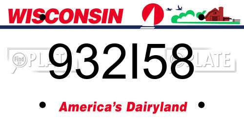 932I58 Wisconsin License Plate