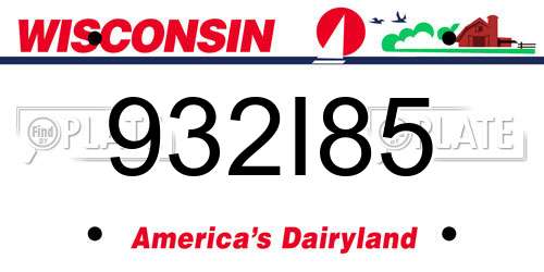 932I85 Wisconsin License Plate