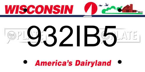932IB5 Wisconsin License Plate
