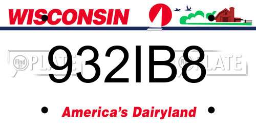 932IB8 Wisconsin License Plate