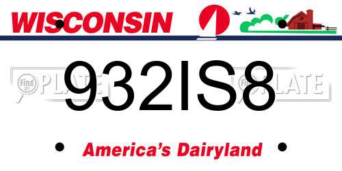 932IS8 Wisconsin License Plate
