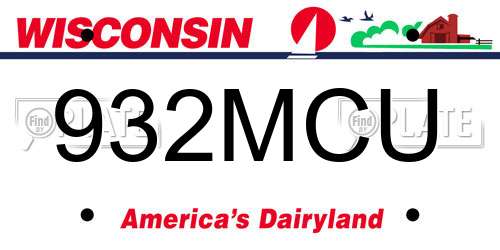 932MCU Wisconsin License Plate