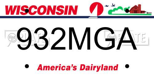 932MGA Wisconsin License Plate