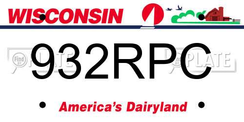932RPC Wisconsin License Plate