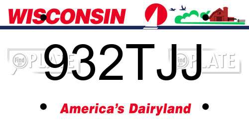 932TJJ Wisconsin License Plate