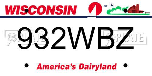 932WBZ Wisconsin License Plate