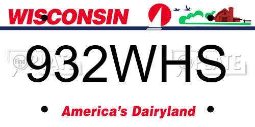 932WHS Wisconsin License Plate
