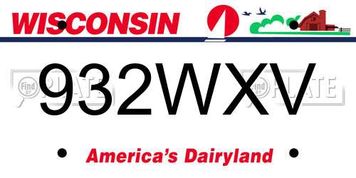 932WXV Wisconsin License Plate