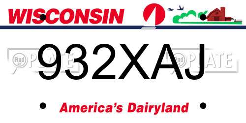 932XAJ Wisconsin License Plate