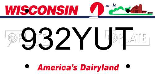 932YUT Wisconsin License Plate