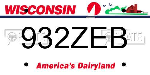 932ZEB Wisconsin License Plate