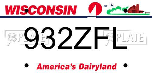 932ZFL Wisconsin License Plate
