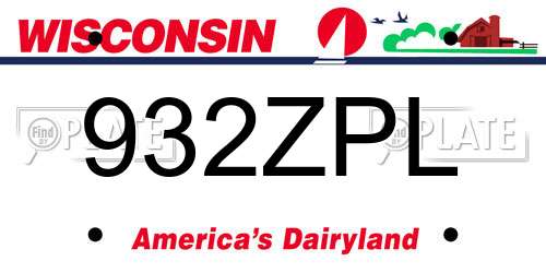 932ZPL Wisconsin License Plate