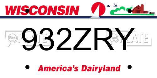 932ZRY Wisconsin License Plate