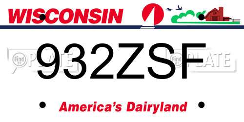 932ZSF Wisconsin License Plate