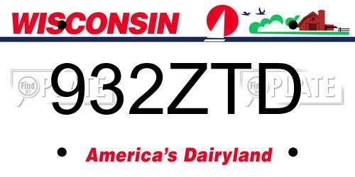 932ZTD Wisconsin License Plate