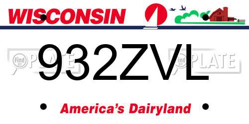 932ZVL Wisconsin License Plate