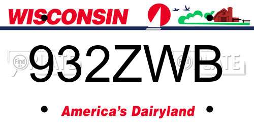 932ZWB Wisconsin License Plate