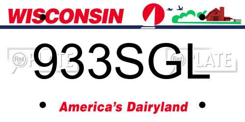 933SGL Wisconsin License Plate