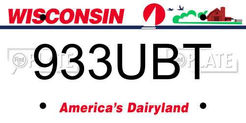933UBT Wisconsin License Plate