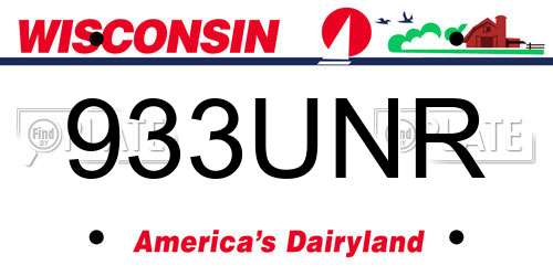 933UNR Wisconsin License Plate