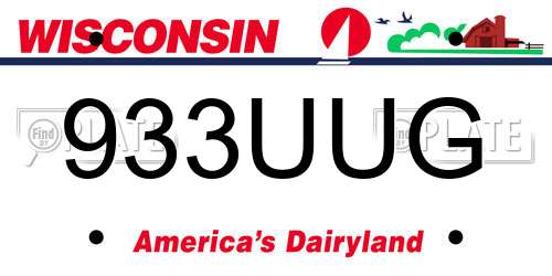 933UUG Wisconsin License Plate