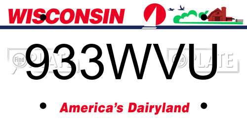 933WVU Wisconsin License Plate