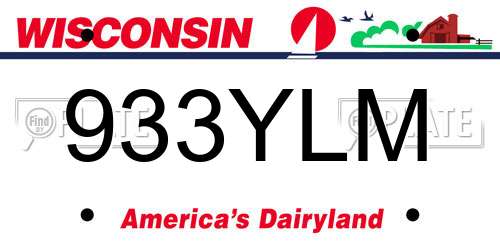 933YLM Wisconsin License Plate