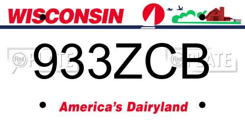 933ZCB Wisconsin License Plate