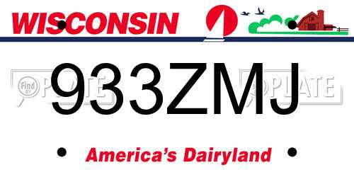 933ZMJ Wisconsin License Plate