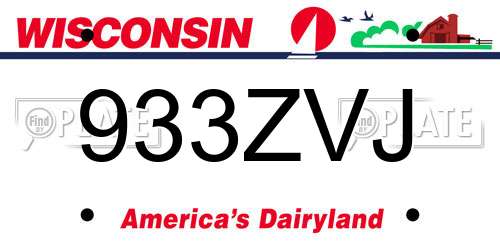 933ZVJ Wisconsin License Plate