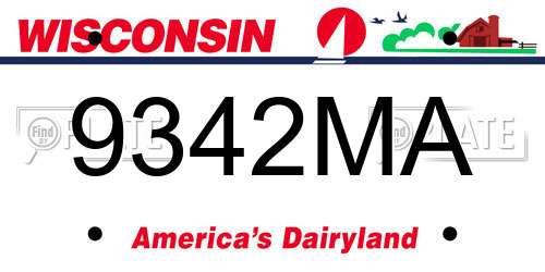 9342MA Wisconsin License Plate