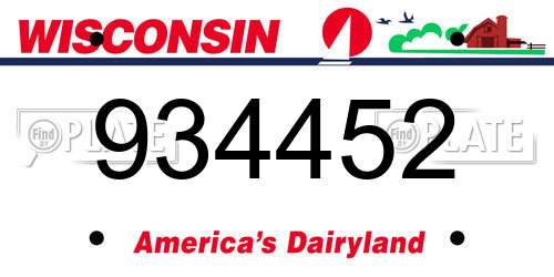 934452 Wisconsin License Plate