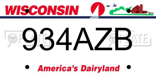 934AZB Wisconsin License Plate