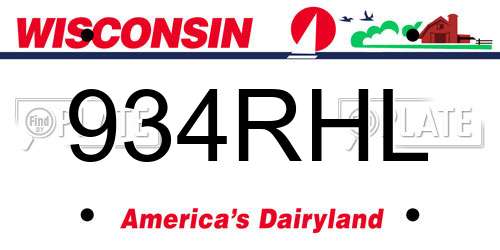934RHL Wisconsin License Plate