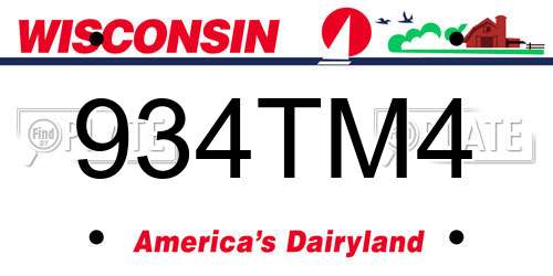 934TM4 Wisconsin License Plate