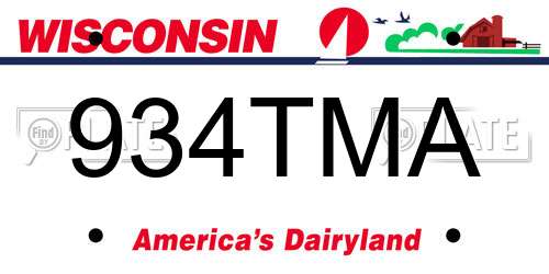 934TMA Wisconsin License Plate