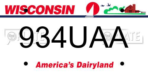 934UAA Wisconsin License Plate