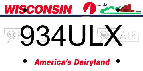 934ULX Wisconsin License Plate