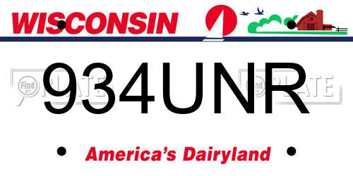 934UNR Wisconsin License Plate