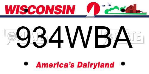 934WBA Wisconsin License Plate